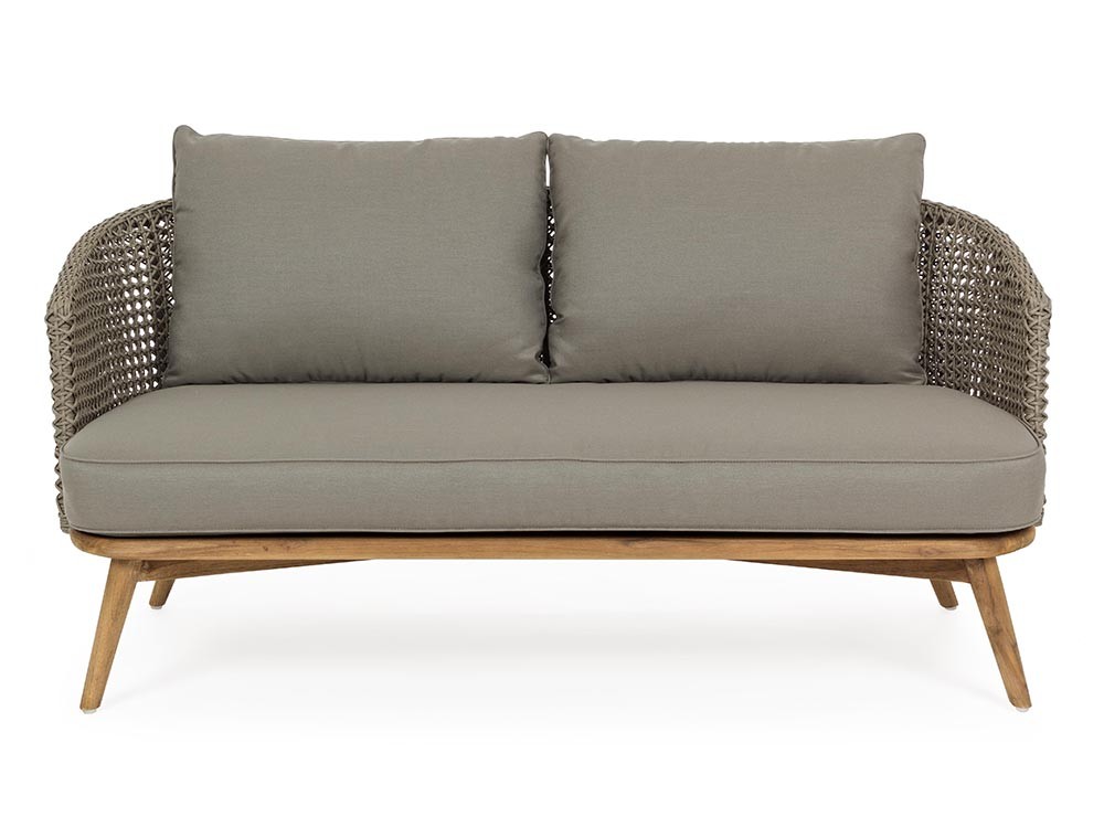 Sofá 2-3 plazas para salón exterior Ninfa de teca y cuerda trenzada Bizzotto - 3