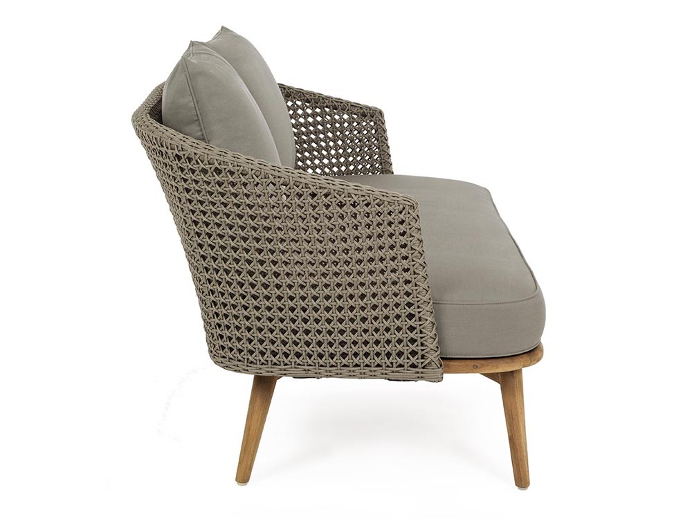 Sofá 2-3 plazas para salón exterior Ninfa de teca y cuerda trenzada Bizzotto - 5