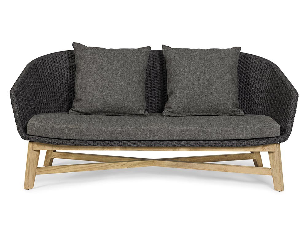 Sofá de dos plazas Coachella para salón exterior de teca y cuerda trenzada Bizzotto - 9