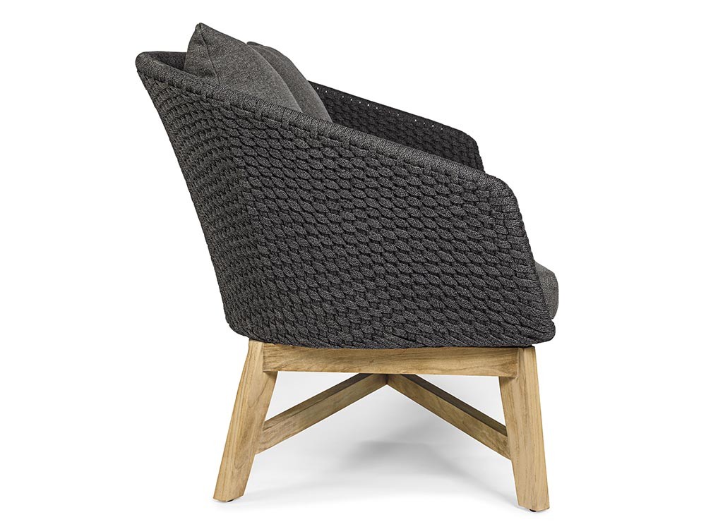 Sofá de dos plazas Coachella para salón exterior de teca y cuerda trenzada Bizzotto - 10