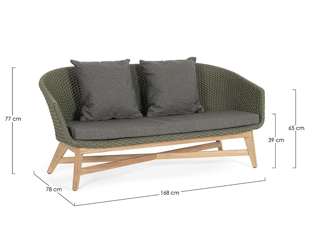 Sofá de dos plazas Coachella para salón exterior de teca y cuerda trenzada Bizzotto - 19
