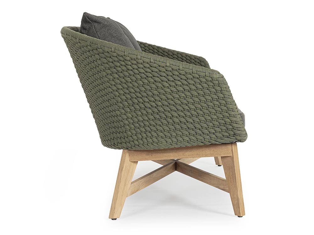 Sofá de dos plazas Coachella para salón exterior de teca y cuerda trenzada Bizzotto - 18