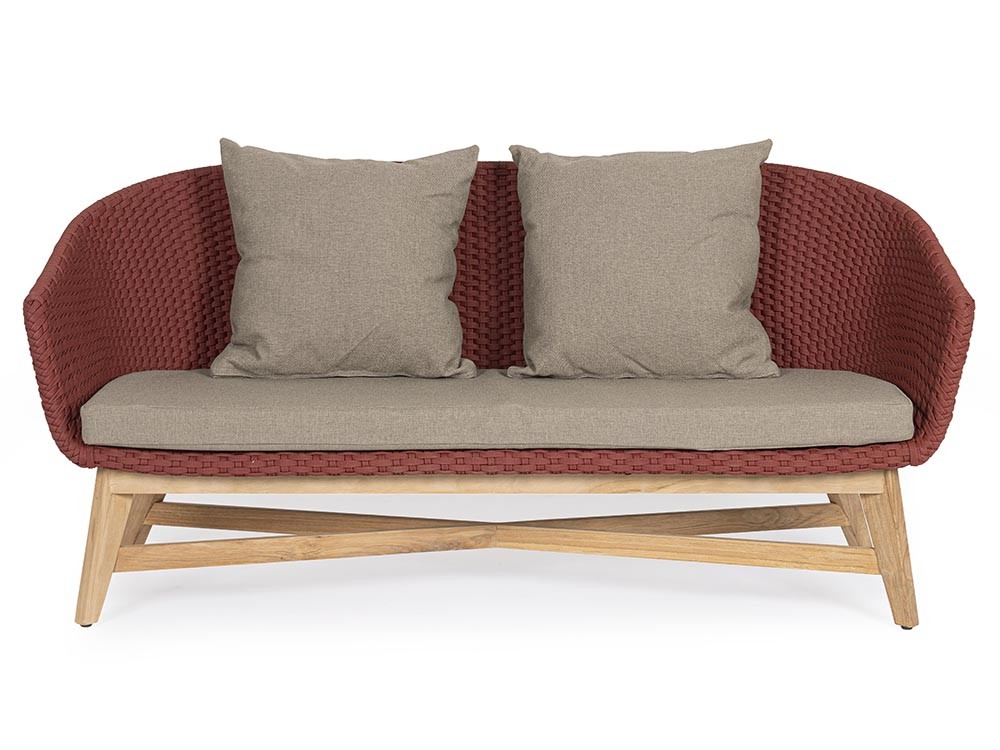 Sofá de dos plazas Coachella para salón exterior de teca y cuerda trenzada Bizzotto - 23