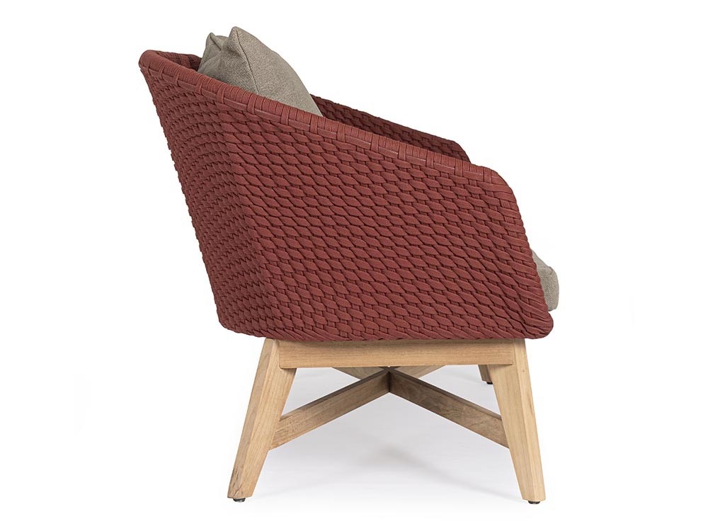 Sofá de dos plazas Coachella para salón exterior de teca y cuerda trenzada Bizzotto - 25