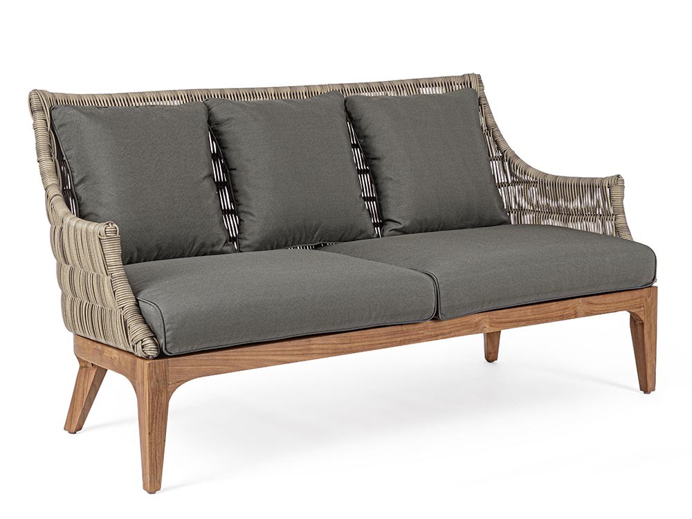 Sofá para exterior Keilani de teca y fibra sintética Bizzotto - 2