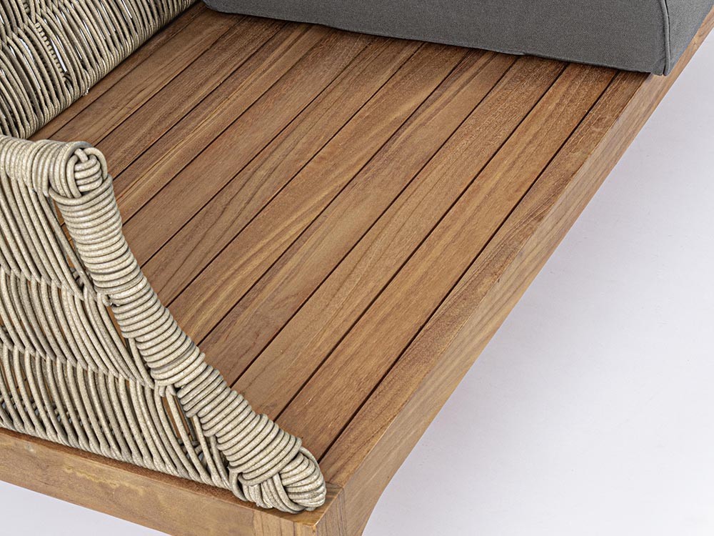 Sofá para exterior Keilani de teca y fibra sintética Bizzotto - 10