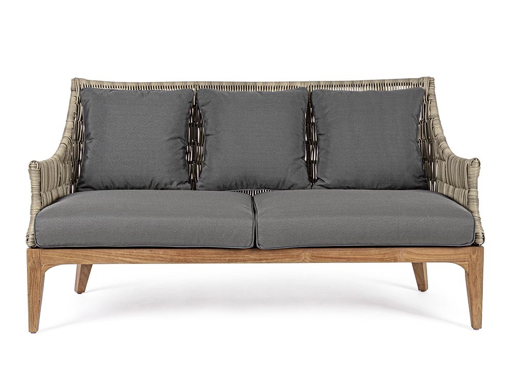 Sofá para exterior Keilani de teca y fibra sintética Bizzotto - 3