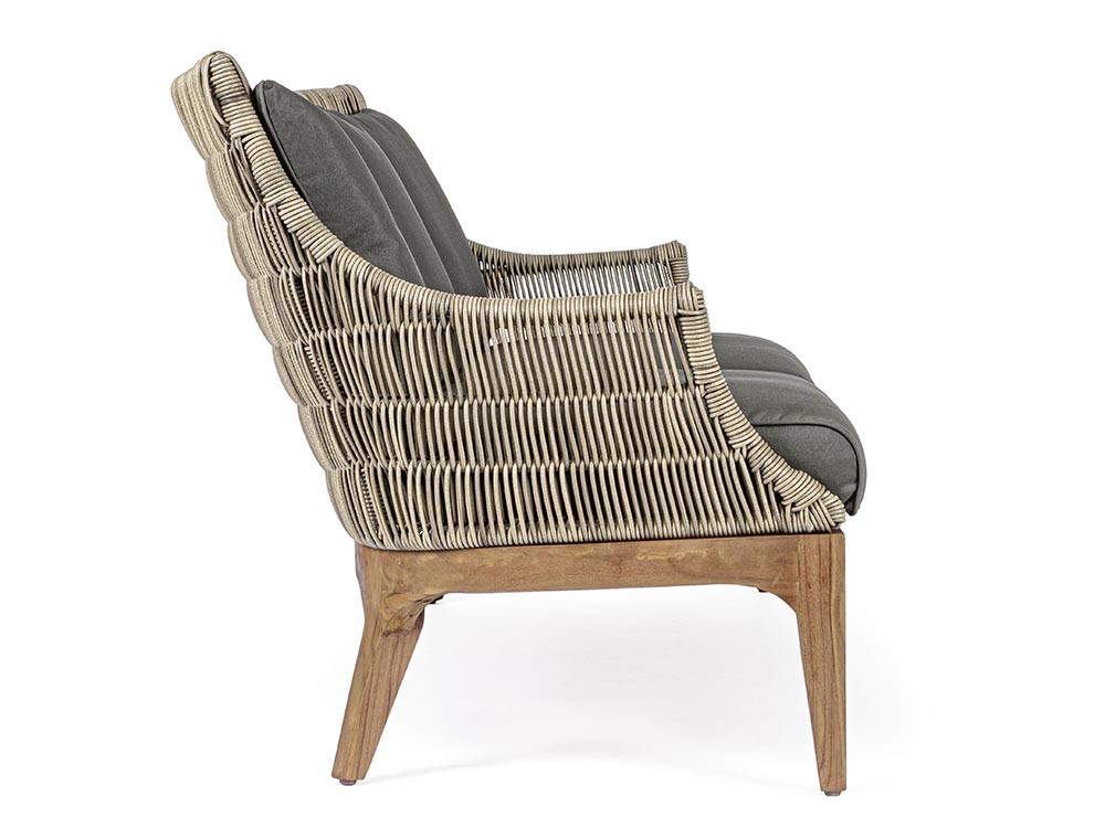 Sofá para exterior Keilani de teca y fibra sintética Bizzotto - 5