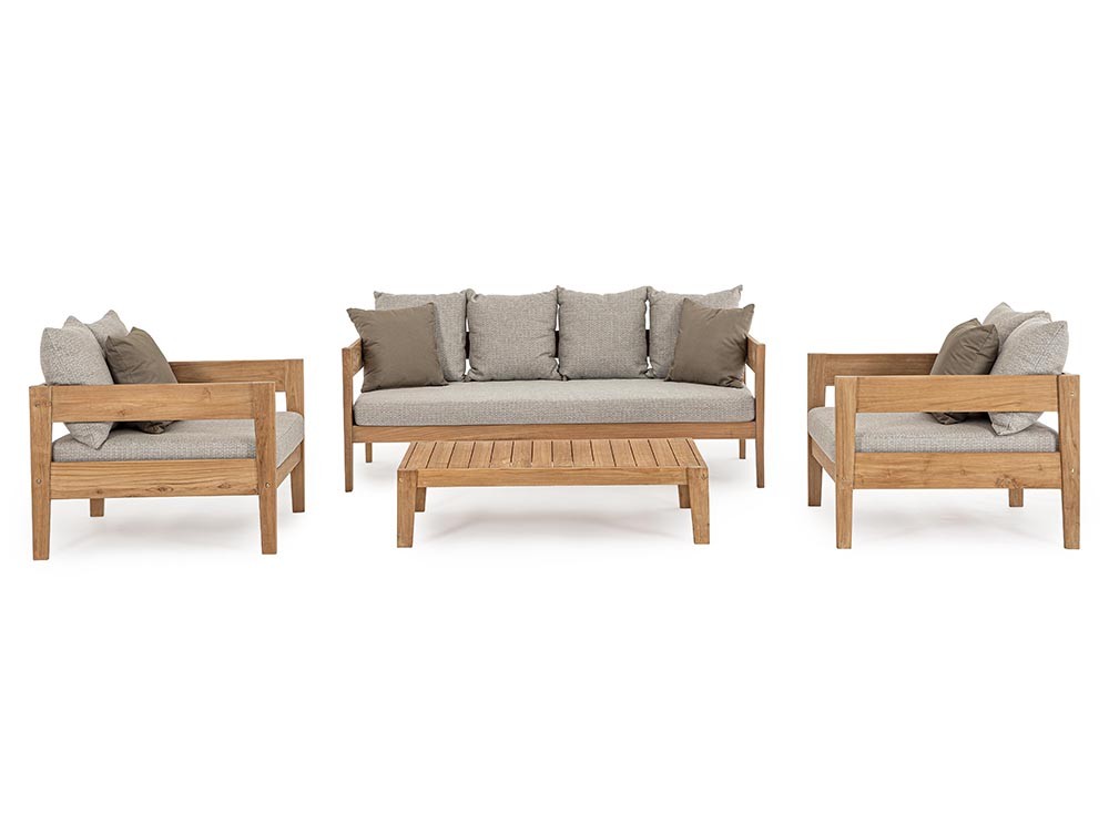 Sofá de tres plazas para salón exterior Kobo de madera de teca Bizzotto - 24