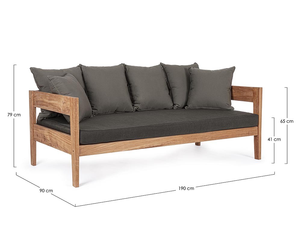 Sofá de tres plazas para salón exterior Kobo de madera de teca Bizzotto - 10