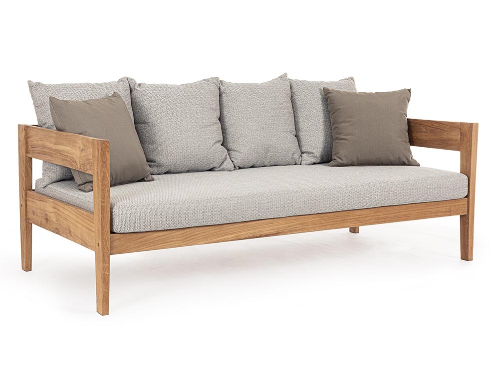 Sofá de tres plazas para salón exterior Kobo de madera de teca Bizzotto - 3