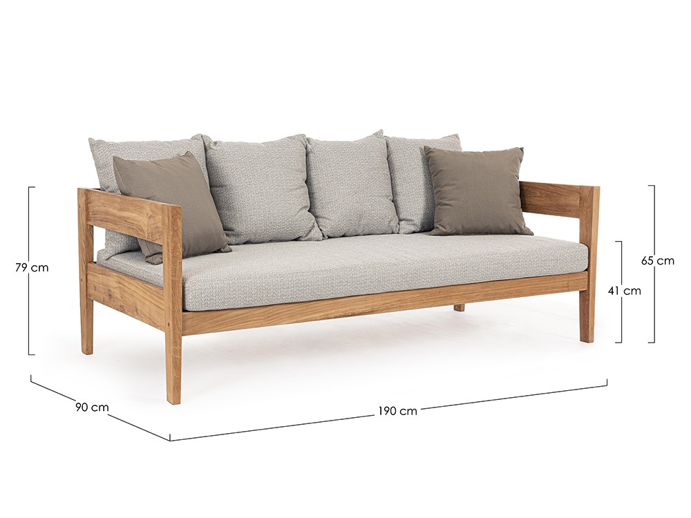 Sofá de tres plazas para salón exterior Kobo de madera de teca Bizzotto - 19