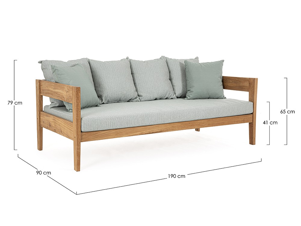 Sofá de tres plazas para salón exterior Kobo de madera de teca Bizzotto - 28