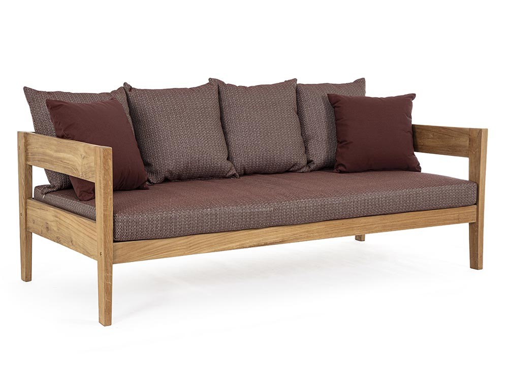 Sofá de tres plazas para salón exterior Kobo de madera de teca Bizzotto - 4