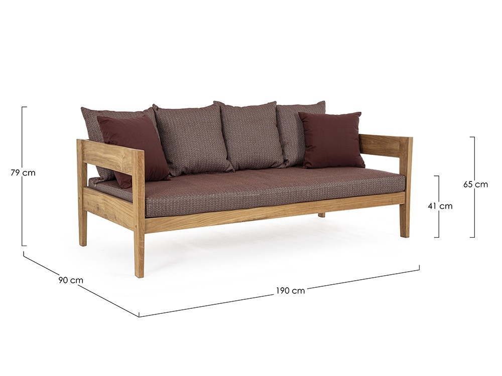 Sofá de tres plazas para salón exterior Kobo de madera de teca Bizzotto - 36