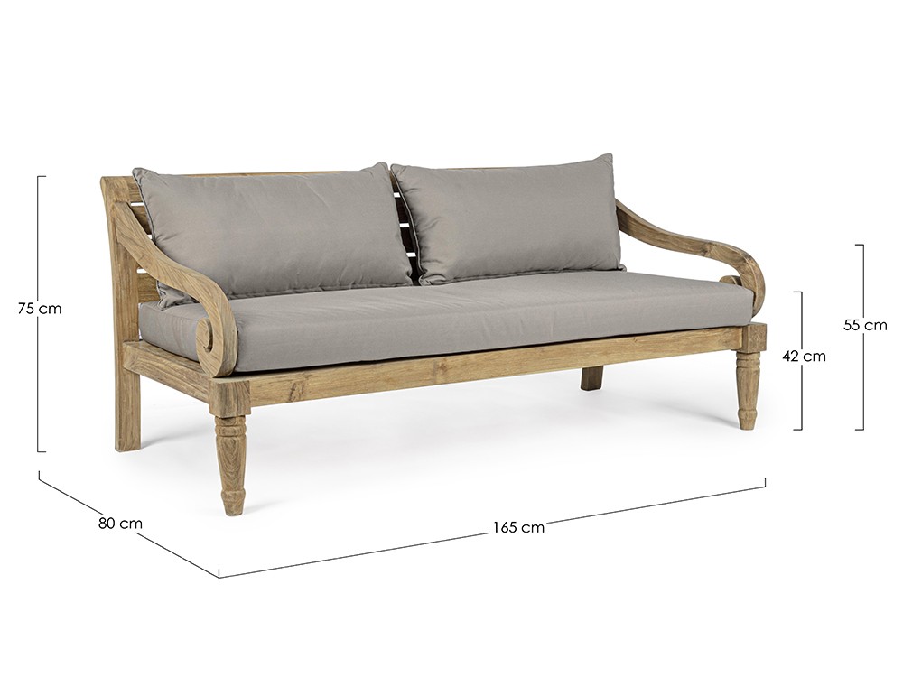 Sofá de tres plazas para salón exterior Karuba de madera de teca Bizzotto - 12