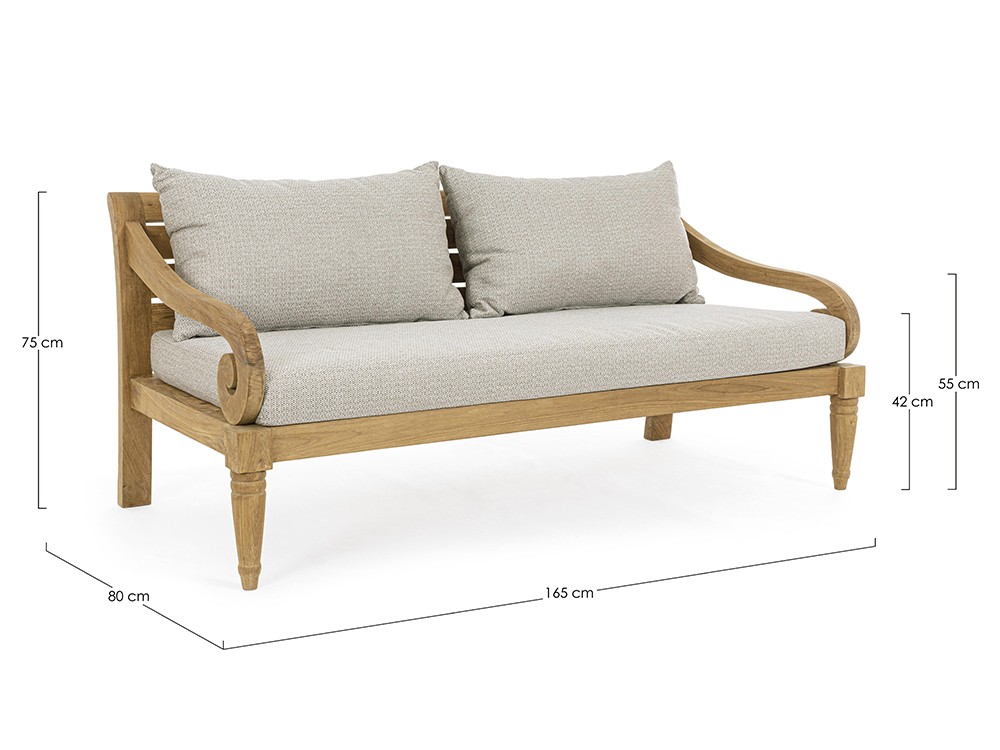 Sofá de tres plazas para salón exterior Karuba de madera de teca Bizzotto - 21