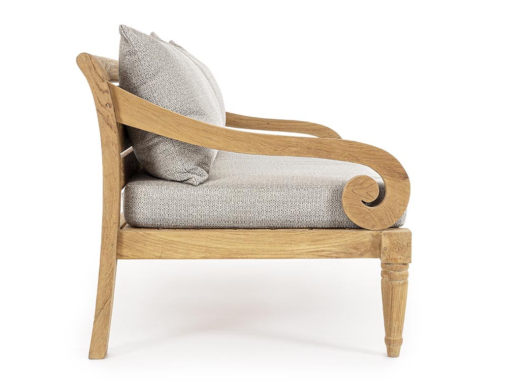 Sofá de tres plazas para salón exterior Karuba de madera de teca Bizzotto - 20