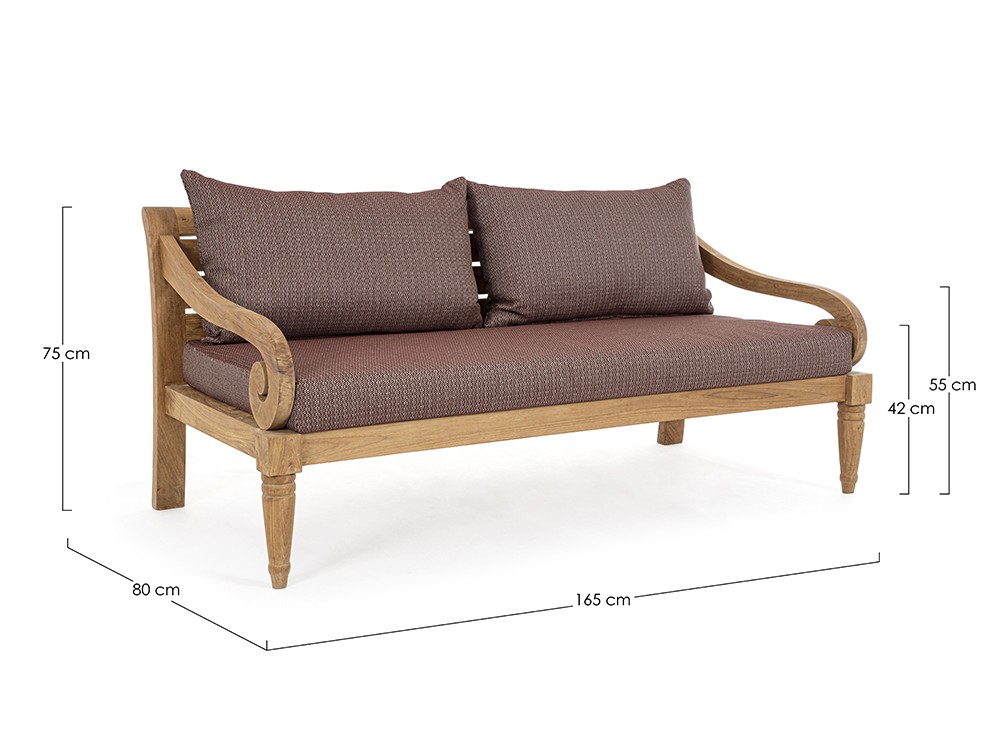 Sofá de tres plazas para salón exterior Karuba de madera de teca Bizzotto - 36