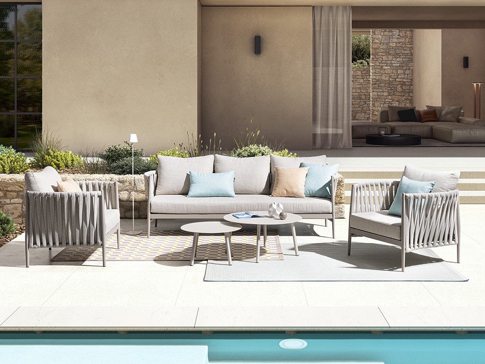 Set de mesas de centro para salón exterior Aminta de aluminio Bizzotto - 1