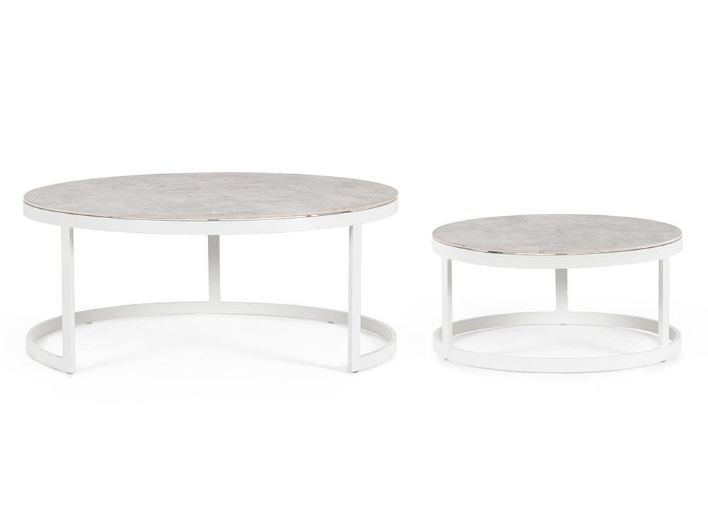 Set de dos mesas de centro para salón exterior Talunas de aluminio y cerámica de Bizzotto - 6