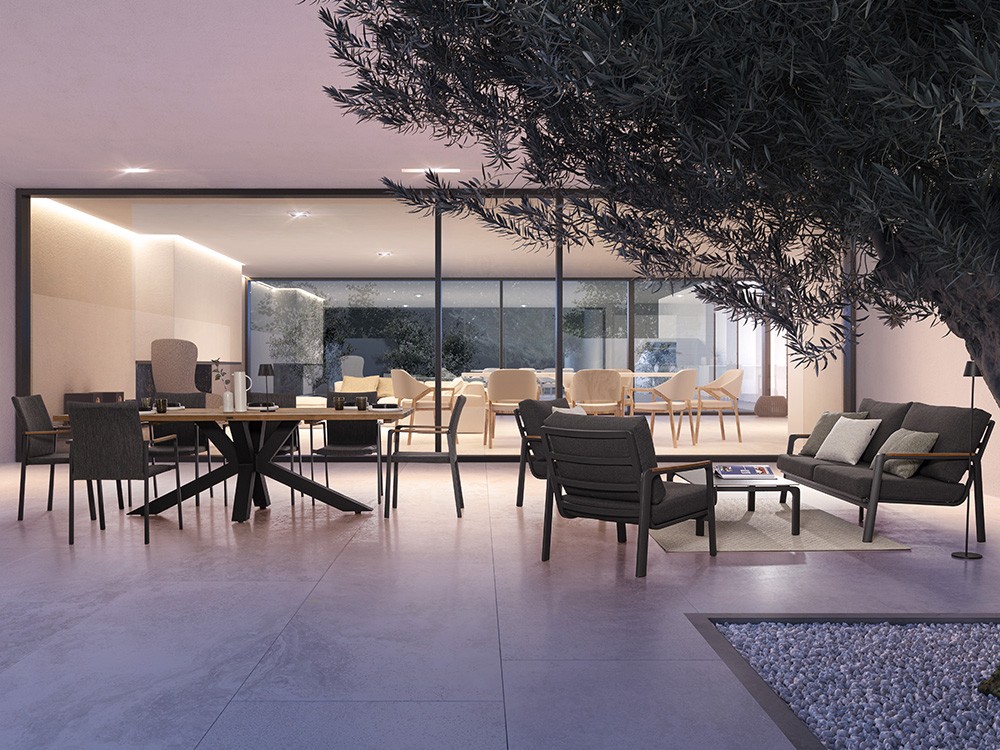 Mesa de centro para salón exterior con estructura de aluminio y sobre cerámico Jalisco Bizzotto - 17