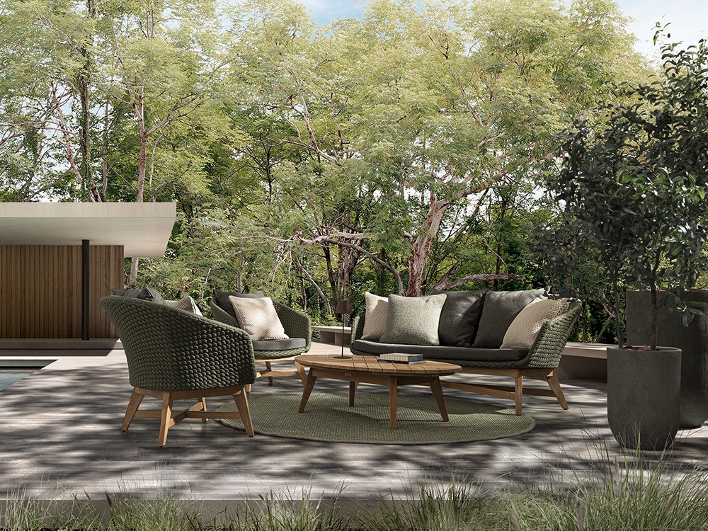 Mesa de centro ovalada para salón exterior de madera de teca Coachella Bizzotto - 3