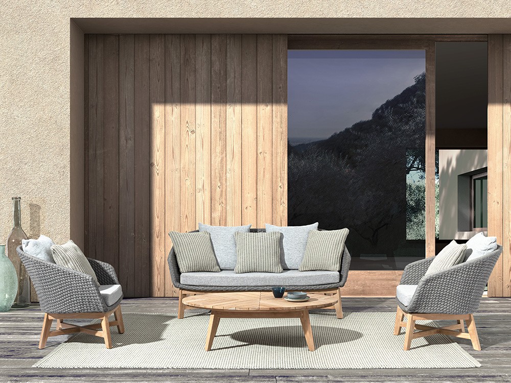 Mesa de centro ovalada para salón exterior de madera de teca Coachella Bizzotto - 13