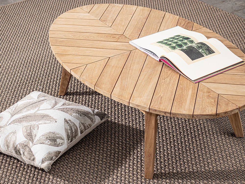 Mesa de centro ovalada para salón exterior de madera de teca Coachella Bizzotto - 9
