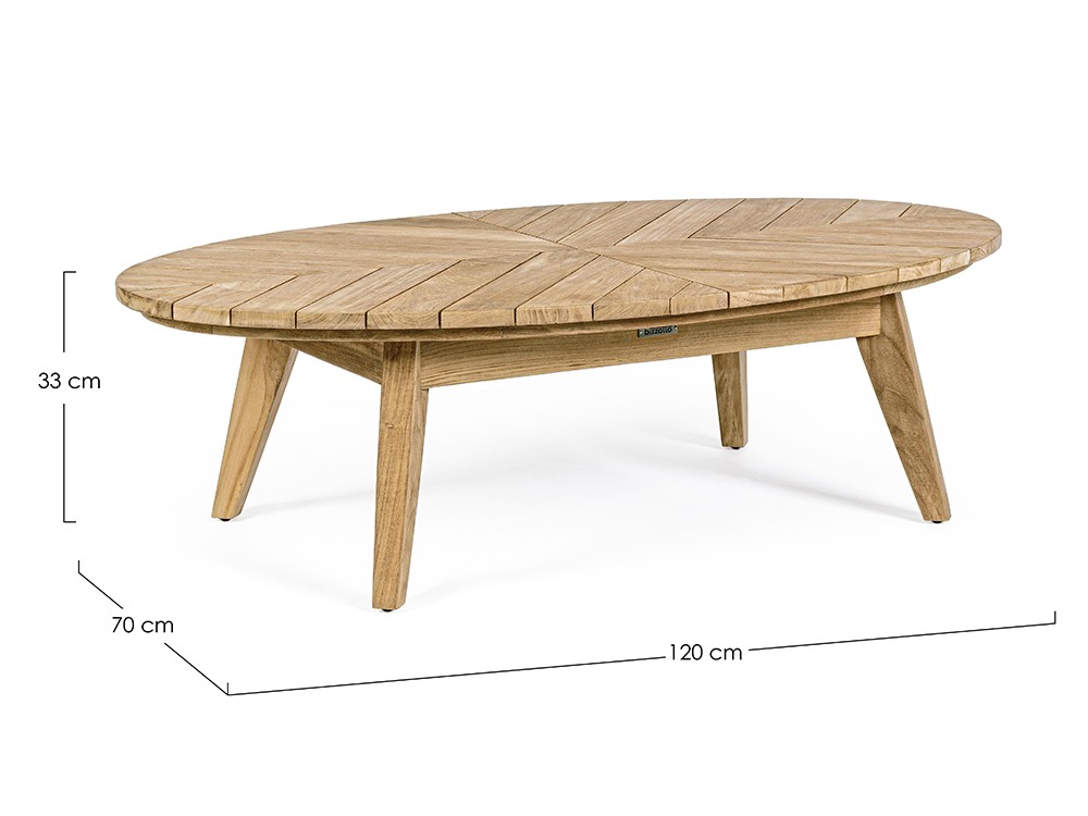 Mesa de centro ovalada para salón exterior de madera de teca Coachella Bizzotto - 6