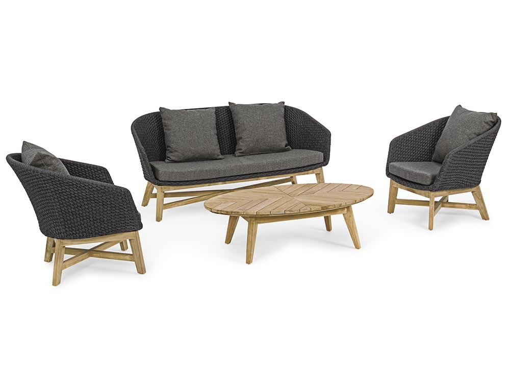 Mesa de centro ovalada para salón exterior de madera de teca Coachella Bizzotto - 12