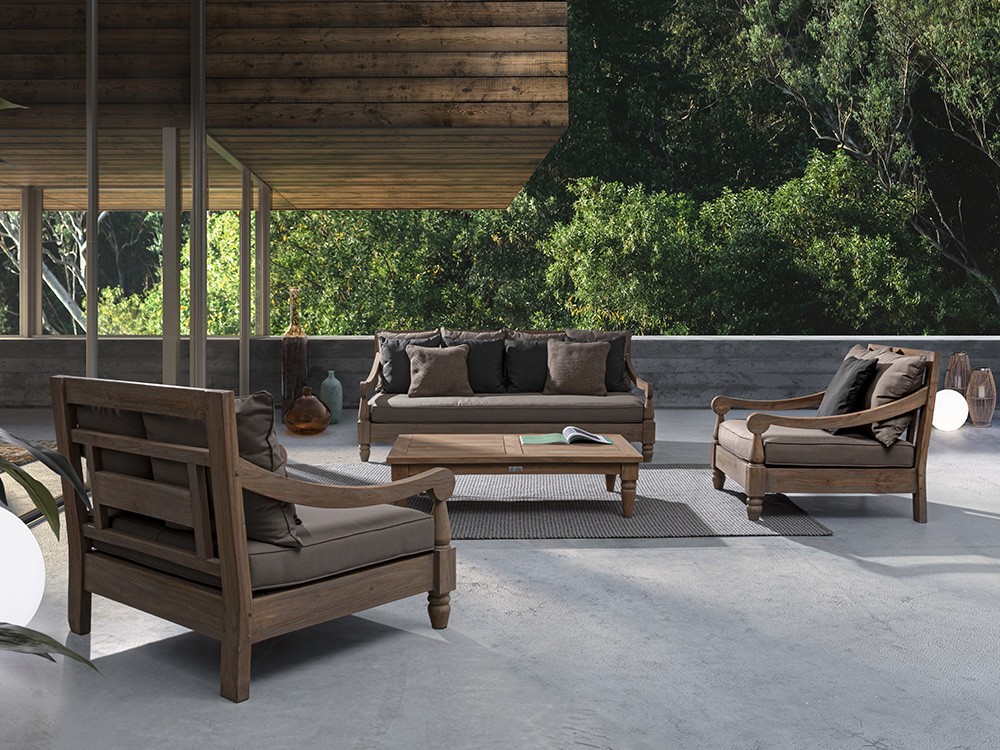 Mesa de centro para salón exterior de madera de teca Bali Bizzotto - 3