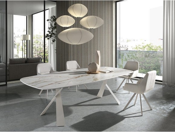 Mesa fija de comedor Kreta porcelánico de Ramiro Tarazona - 1
