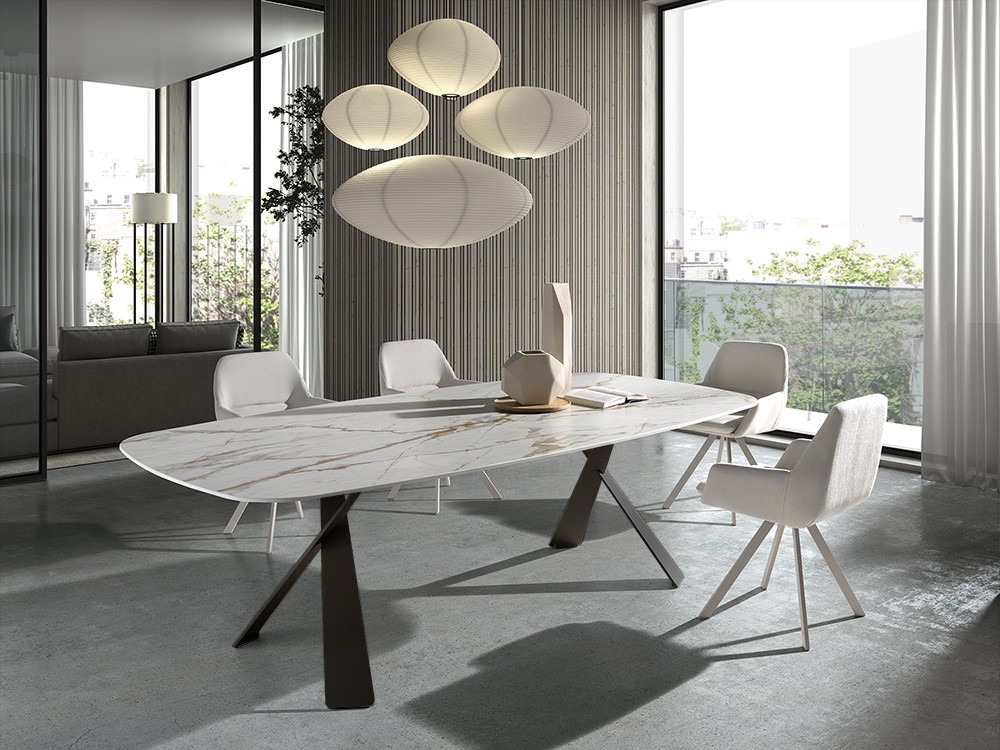 Mesa fija de comedor Kreta porcelánico de Ramiro Tarazona - 2