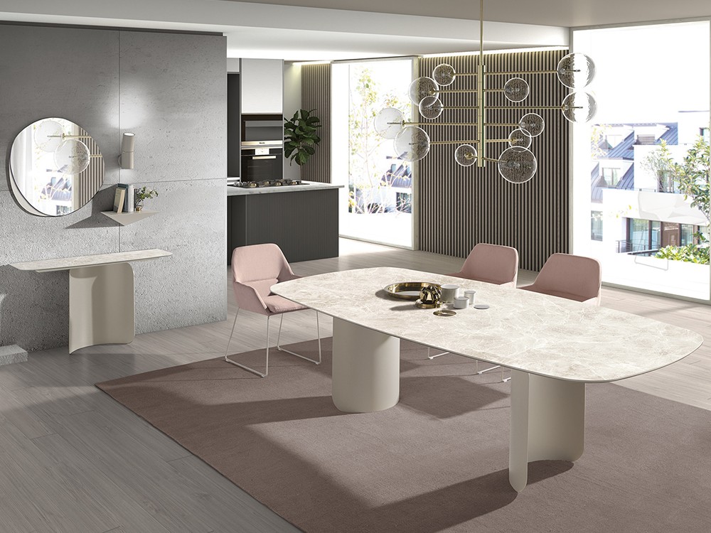 Mesa fija de comedor Loop Porcelánico de Ramiro Tarazona - 3