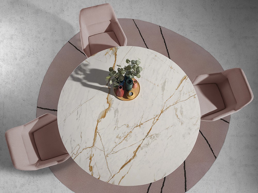 Mesa redonda de comedor Loop porcelánico de Ramiro Tarazona - 2