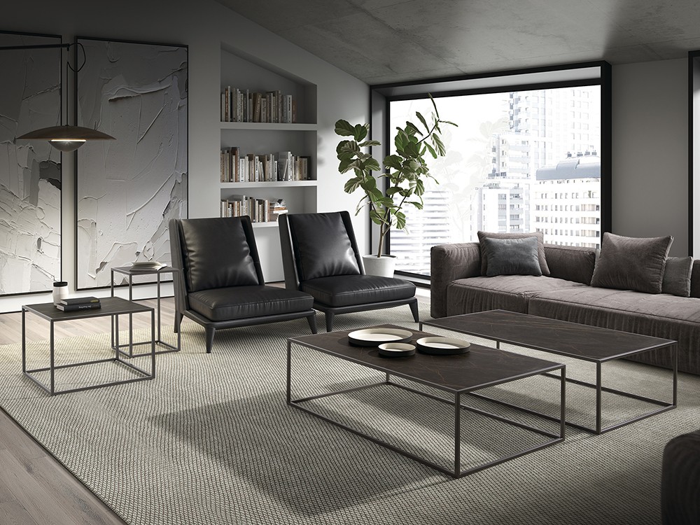 Mesa auxiliar Mito con estructura de acero y sobre porcelánico de Ramiro Tarazona - 3