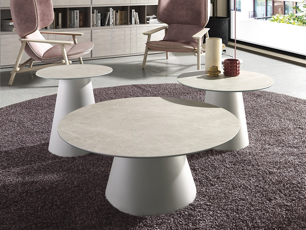 Mesa auxiliar redonda o cuadrada Vega  Porcelánico de Ramiro Tarazona - 1