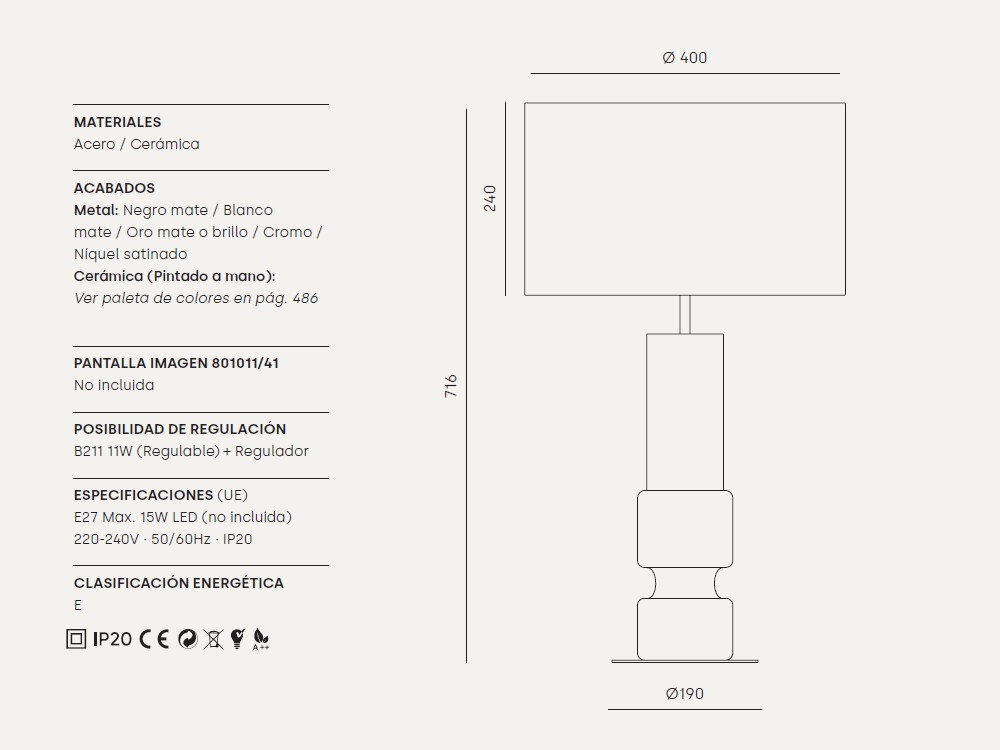 Pie de lámpara de sobremesa Lusa cromo de Aromas - 14