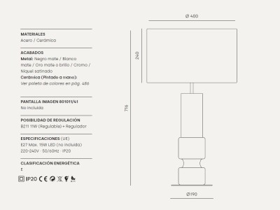 Pie de lámpara de sobremesa Lusa cromo de Aromas - 14