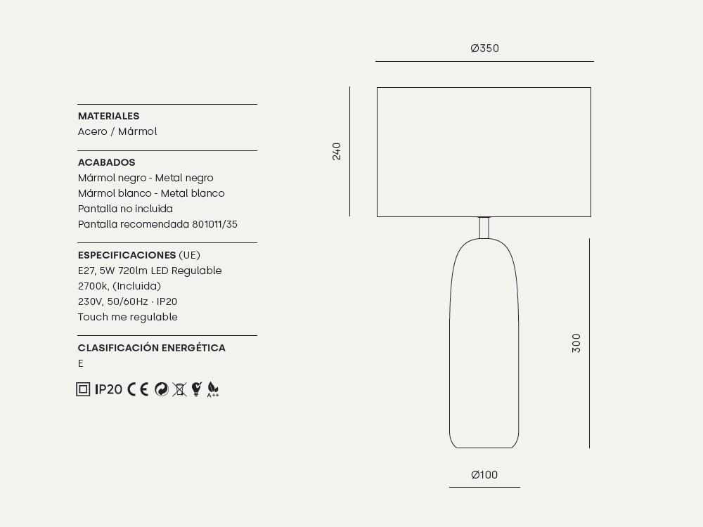 Pie de lámpara Shin con pantalla