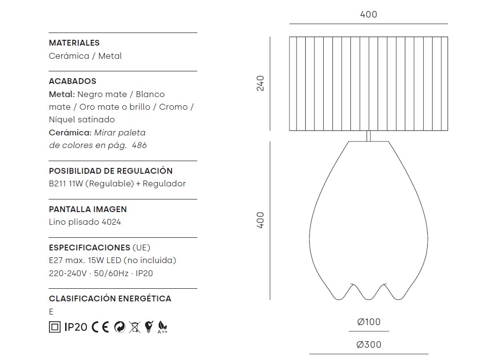 Pie de lámpara de cerámica pintada a mano Obrie de Aromas del campo - 14