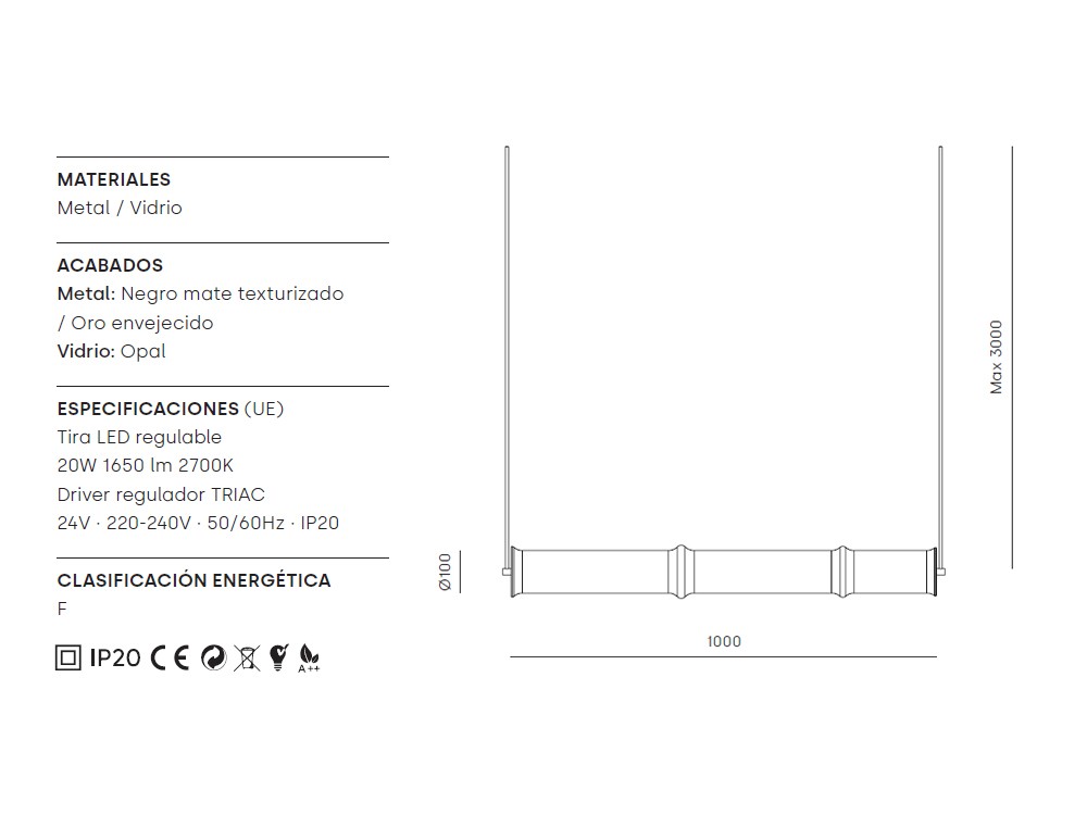Lámpara de techo Canna L de Aromas - 5