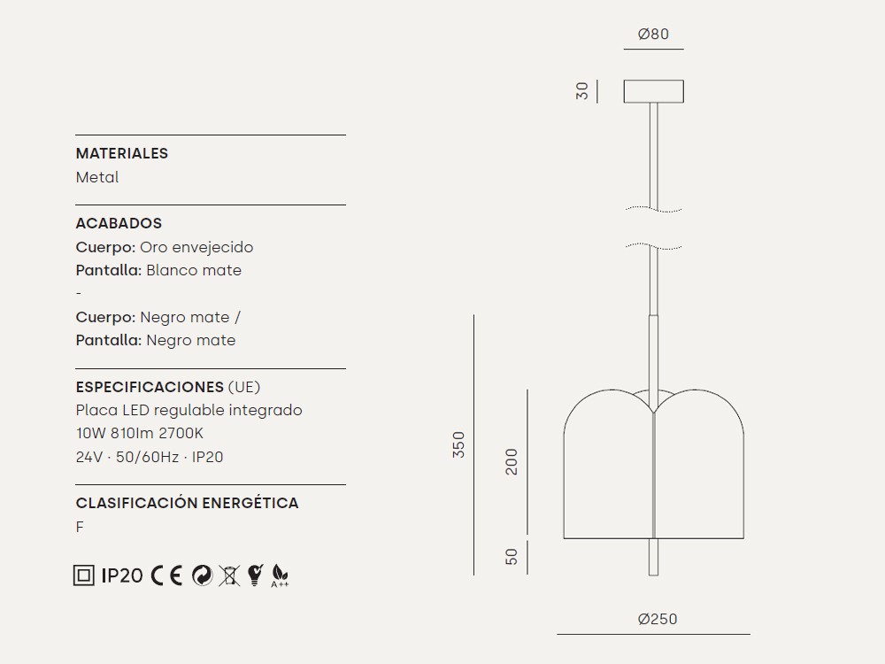 Lámpara de techo Oket con pantalla de meta de Aromas del campo - 5