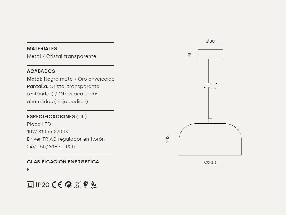 Lámpara de techo Ipon con pantalla de cristal de Aromas del campo - 7