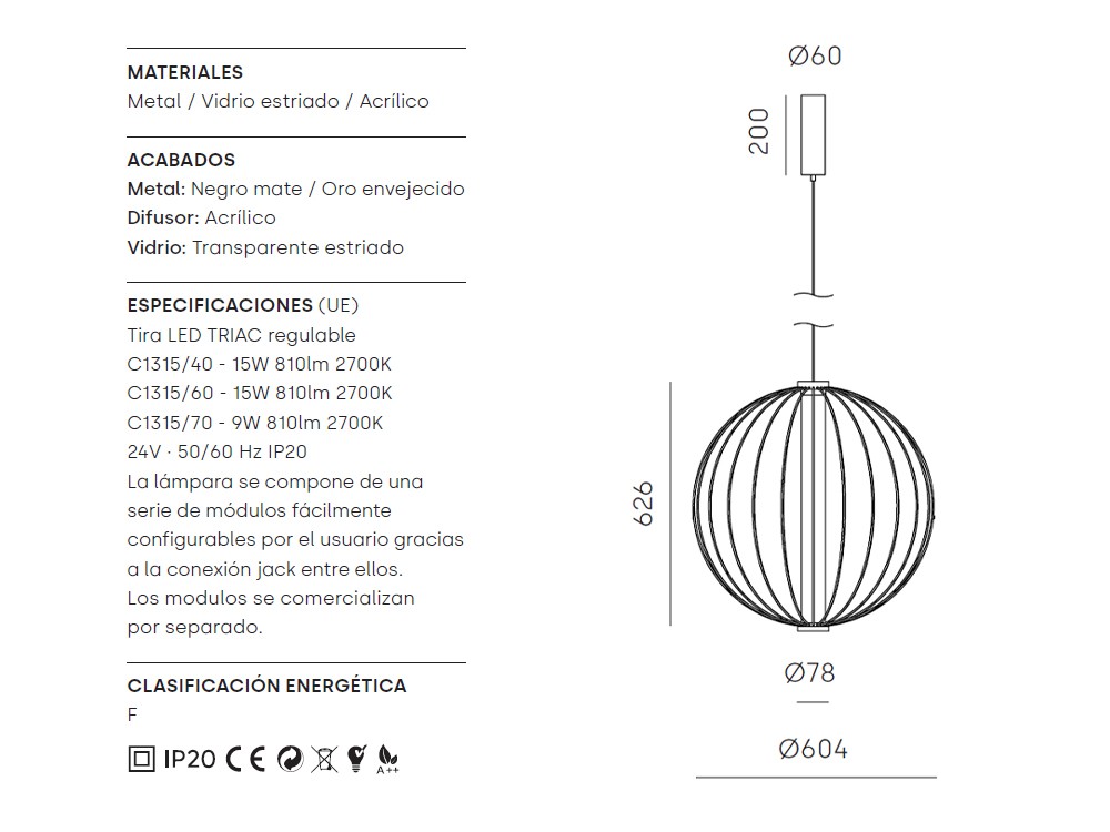 Lámpara de techo en varias medidas Pepo de Aromas - 13