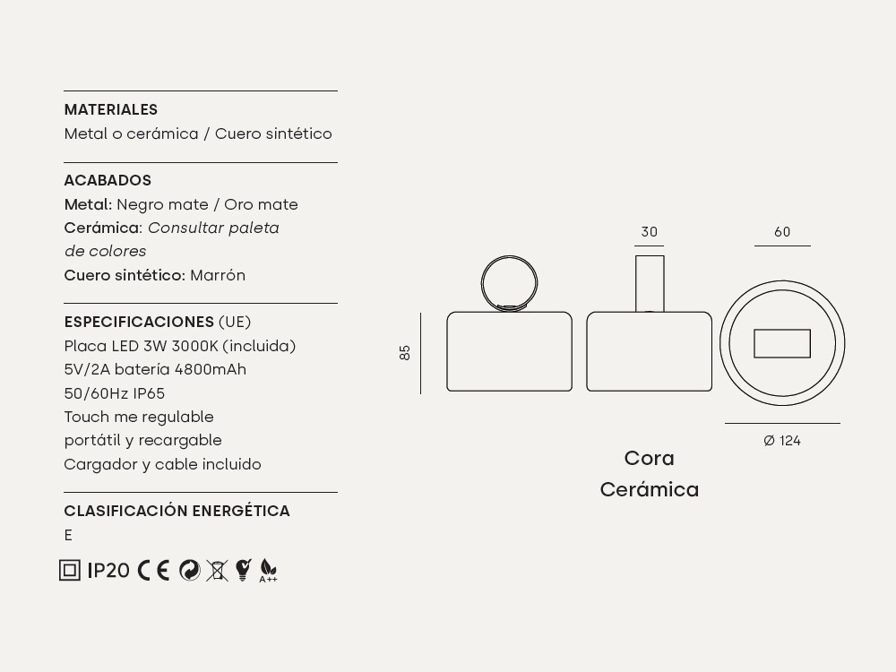 Lámpara de techo portátil Cora O