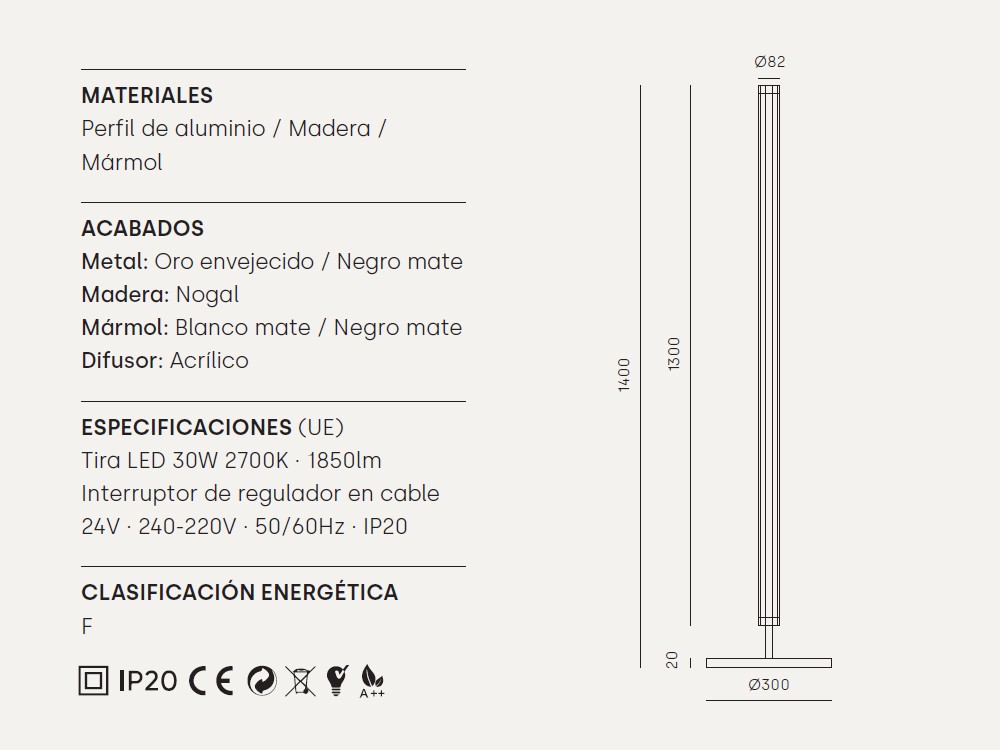 Lámpara de pie Niro de Aromas del campo - 7