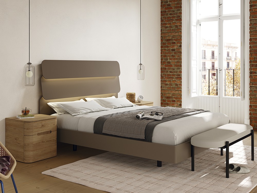 Mesita de noche con dos cajones Surf en acabado laminado Mobenia - 4