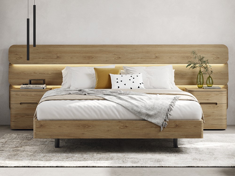 Mesita de noche con dos cajones Surf en acabado laminado Mobenia - 3